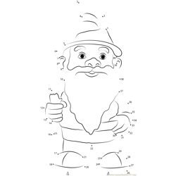 Garden Gnome with Fluffy Beard Dot to Dot Worksheet