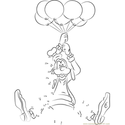 Goofy with Balloons Dot to Dot Worksheet