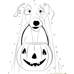 Dogs Jack Lantern Pumpkins Ghost Dot to Dot Worksheet