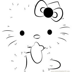 Hello Kitty 1 Dot to Dot Worksheet