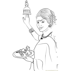 Hindu Puja Aarti Thali Dot to Dot Worksheet