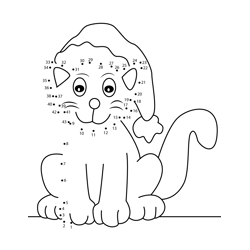 Christmas Cat Dot to Dot Worksheet
