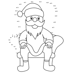 Santa Sitting On Chair Dot to Dot Worksheet
