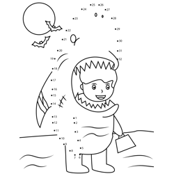 Boy In Shark Costume Dot to Dot Worksheet