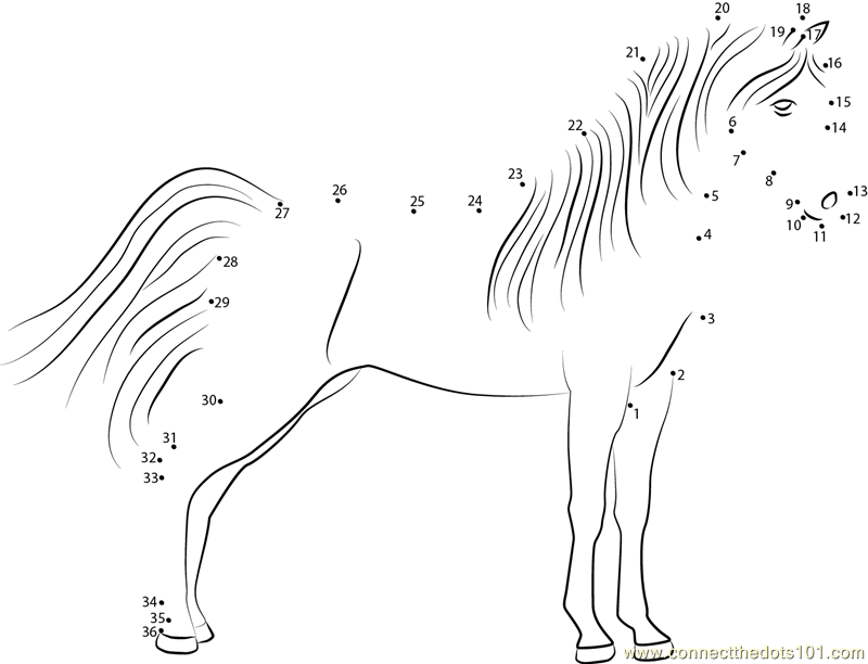 71 Cute Horse Dot To Dot Coloring Pages with disney character