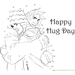 Happy Hug Day... Loving Dot to Dot Worksheet