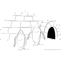 Penguins Home Igloo Dot to Dot Worksheet