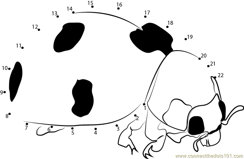 Ladybug Yellow dot to dot printable worksheet Connect The Dots