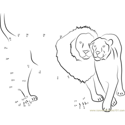 Lion Loves Each Other Dot to Dot Worksheet