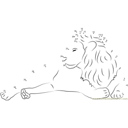 Lion Relaxing Dot to Dot Worksheet