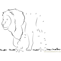 Lion See on Grass Dot to Dot Worksheet