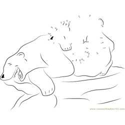 Little Polar Bear with his Mom having Fun Dot to Dot Worksheet