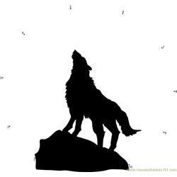 Wolf with Moon Dot to Dot Worksheet