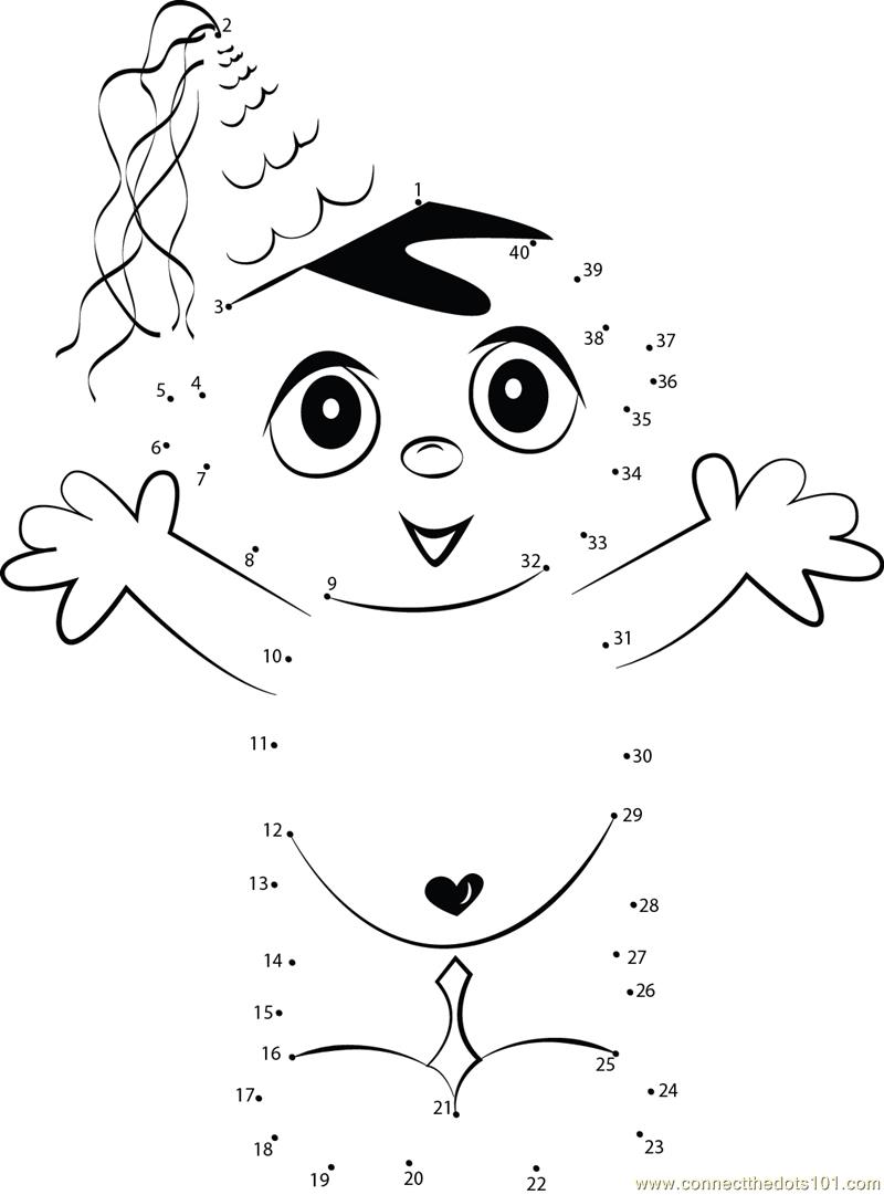 Happy New Year Baby dot to dot printable worksheet Connect The Dots