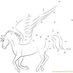 Flying Unicorn Pegasus Dot to Dot Worksheet