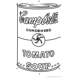 Campbell's Soup by Andy Warhol Dot to Dot Worksheet