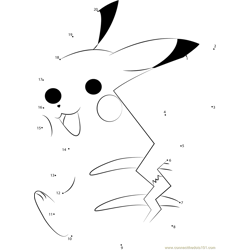 Cheerful Pikachu Dot to Dot Worksheet