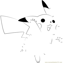 Pikachu Flying Dot to Dot Worksheet