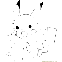 Pikachu the Pokemon Dot to Dot Worksheet