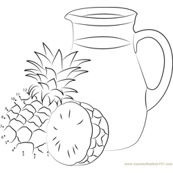 Pineapple Juice in Pot Dot to Dot Worksheet