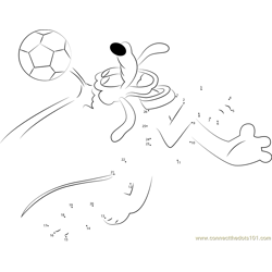 Pluto playing a Football Dot to Dot Worksheet