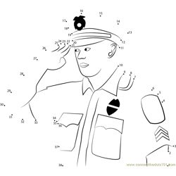 Policeman Saluting Dot to Dot Worksheet