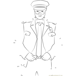 Policeman in Uniform with Glasses Dot to Dot Worksheet