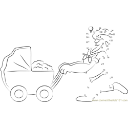 Popeye with Baby Cart Dot to Dot Worksheet