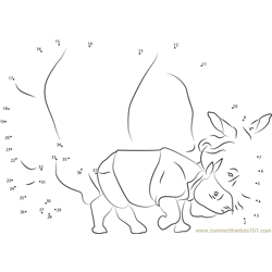 Baby Rhino With Her Mother Dot to Dot Worksheet