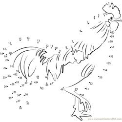 Tired Rooster Dot to Dot Worksheet