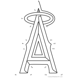 Los Angeles Angels of Anaheim Logo Dot to Dot Worksheet