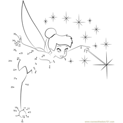 Tinkerbell with Magic Stick Dot to Dot Worksheet