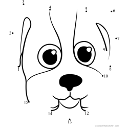 Pet Parade Bulldog Puppy Face Dot to Dot Worksheet