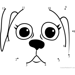 Pet Parade Danish Pointer Puppy Face Dot to Dot Worksheet