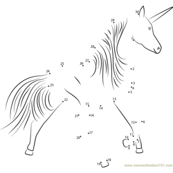 Unicorn Running Fast Dot to Dot Worksheet