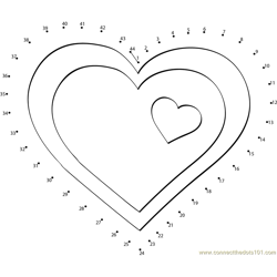 Valentine Hearts Clip Art Dot to Dot Worksheet