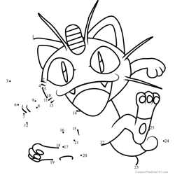 Pokemon Meowth Dot to Dot Worksheet