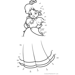 Princess Daisy from Super Mario Dot to Dot Worksheet