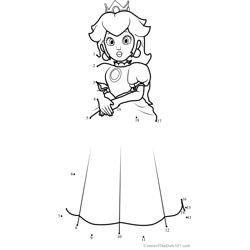 Princess Peach from Super Mario Dot to Dot Worksheet