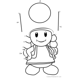 Toadette from Super Mario Dot to Dot Worksheet