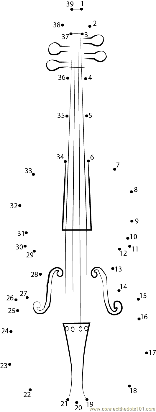 Boroque Violin dot to dot printable worksheet - Connect The Dots