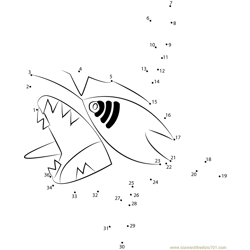 Sharpedo Water Pokemon Dot to Dot Worksheet