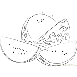 Watermelons Cut in Half Dot to Dot Worksheet