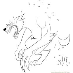 Angry Werewolf Dot to Dot Worksheet