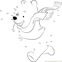 Happy Pooh Bear Dot to Dot Worksheet