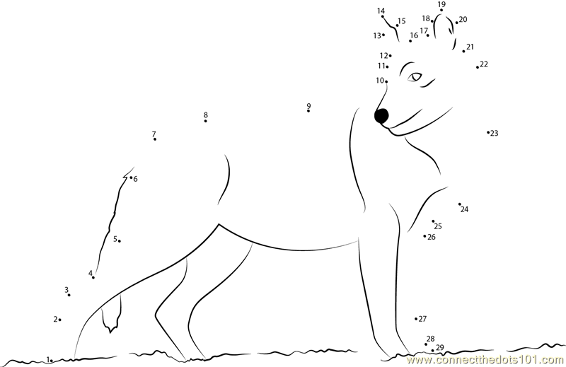 Smiling Wolf dot to dot printable worksheet Connect The Dots