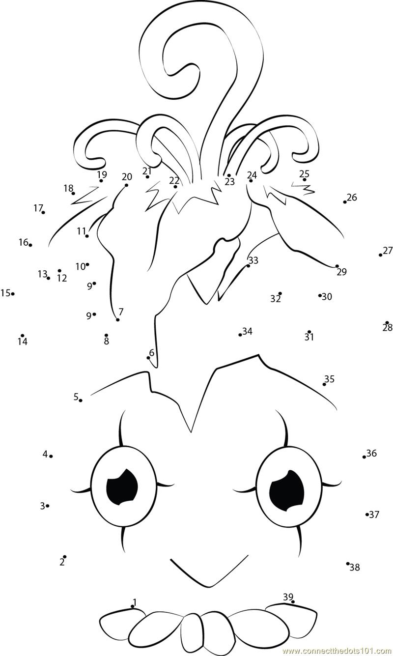 Yokomon cartoon dot to dot printable worksheet Connect The Dots