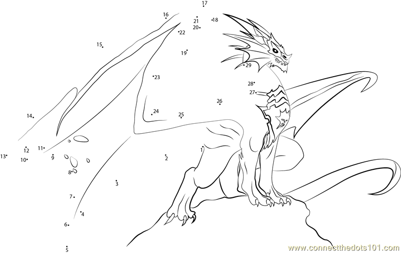 Paul Carrillo Dragon Dot to Dot Printable Worksheet - Connect The Dots