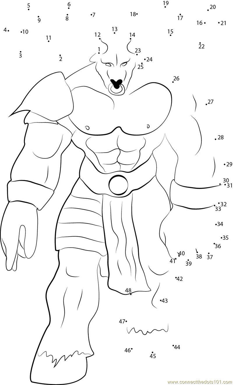 Connect the Dots Minotaur Lord (Mythical Creatures > Minotaur) - dot to ...