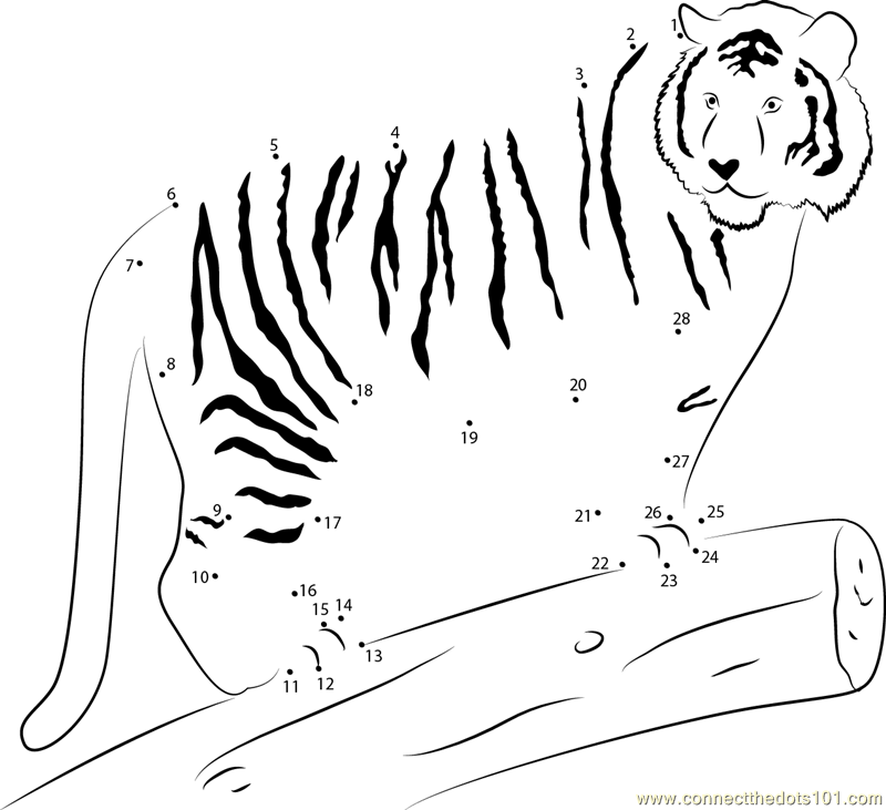 Connect The Dots Tiger On Wood Animals Tiger Dot To Dots For Kids